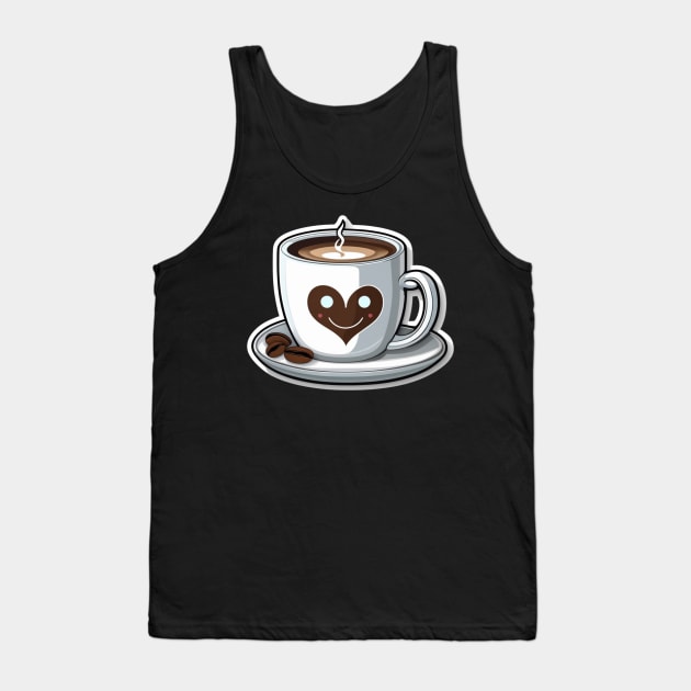 Happy cute coffee cup smiling in heart Tank Top by AhmedPrints